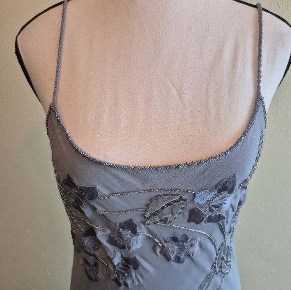 Sue Wong Nocturne Silk Y2K Beaded Embroidered Maxi Dress Size 14 FLAWS - Picture 8 of 16